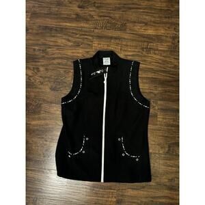 Cafe Latte by Bantry Bay Vest Black Zip Up Zip Pockets Sleeveless Sz:P/S